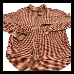 Y2K Abercrombie & Fitch men XL Red Tan checkered Shirt Long Sleeve Pocket Cotton